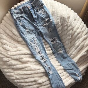 American Eagle Outfitters Ripped Light Blue Skinny Jeans